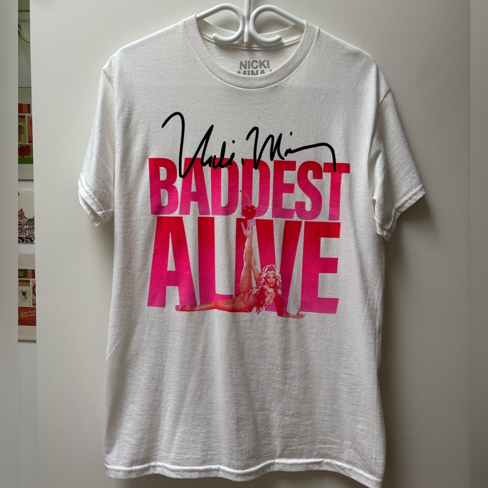 Nicki Minaj White Tee with Pink Graphic